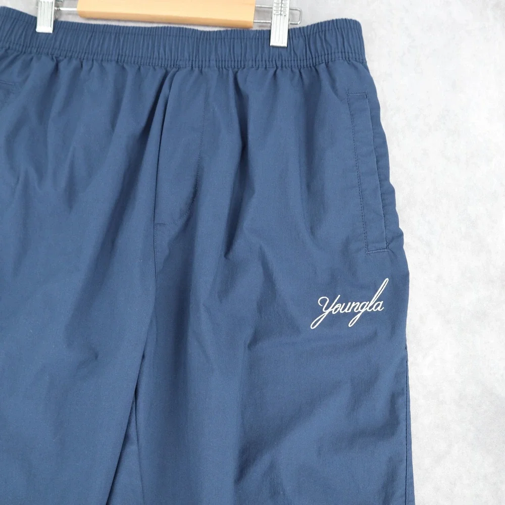 YoungLA Men's XL Dark Navy Blue Sweat Jogger Pant Cuff Ankle Tie Elastic Waist